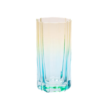 Large Daisy Tumbler Glass: Blue and yellow