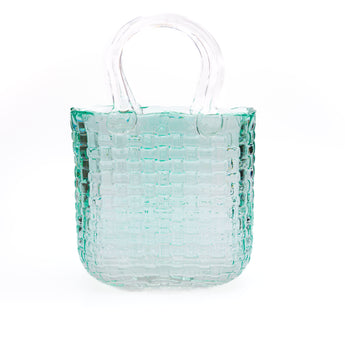 Large teal handbag vase