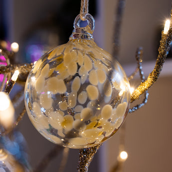 Glass Bauble: Blush pink and gold