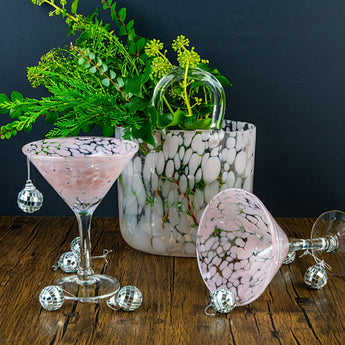 Large handbag vase and martini glass set: Blush Pink