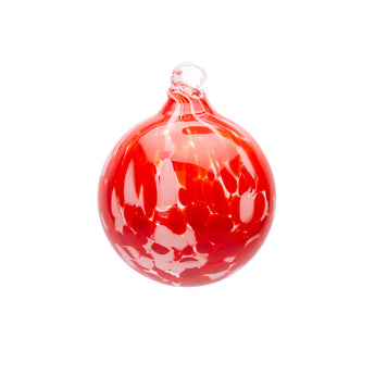 Glass Bauble: Red and white