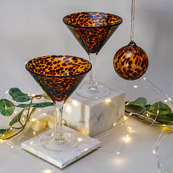 Bauble and martini gift set: Leopard print