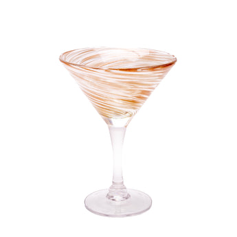 Martini Glass: White and Gold Swirl