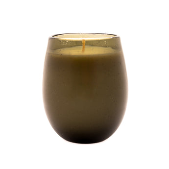 Stemless Wine Glass Candle : Grey ( Oud Wood)