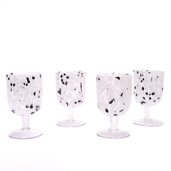 Set of Four Short-Stem Wine Glasses: Dalmatian Print