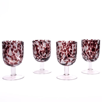 Set of Four Short-Stem Wine Glasses: Red Wine Print
